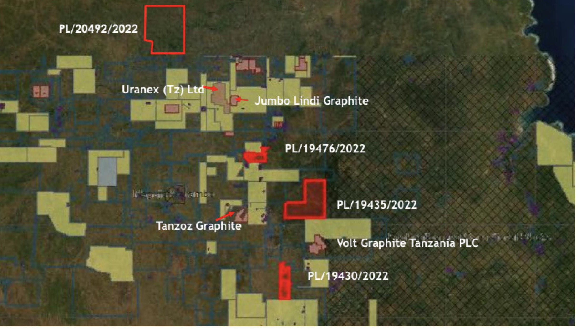 Ruangwa Graphite Tenements licence and location map