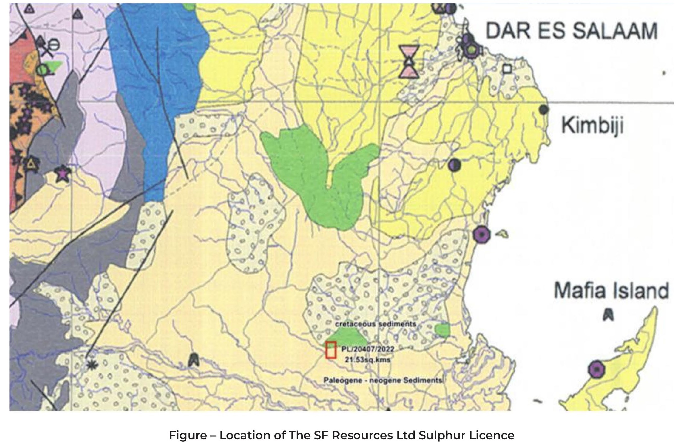 Wingayongo Sulphur licence and location map